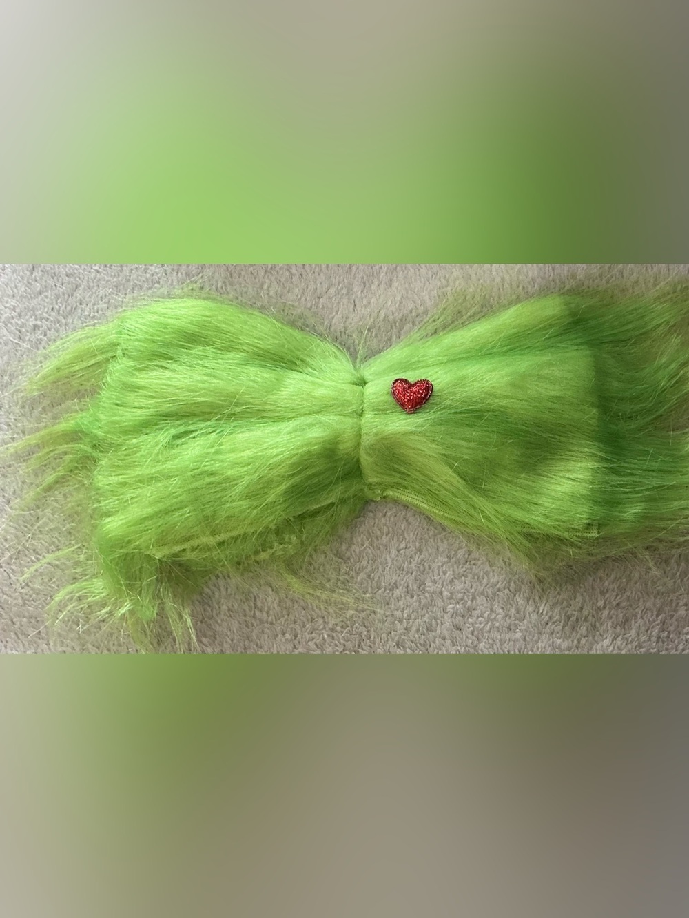 Grinch Inspired Lime Green Faux Fur Hair Bow Headband Cosplay Christmas Costume